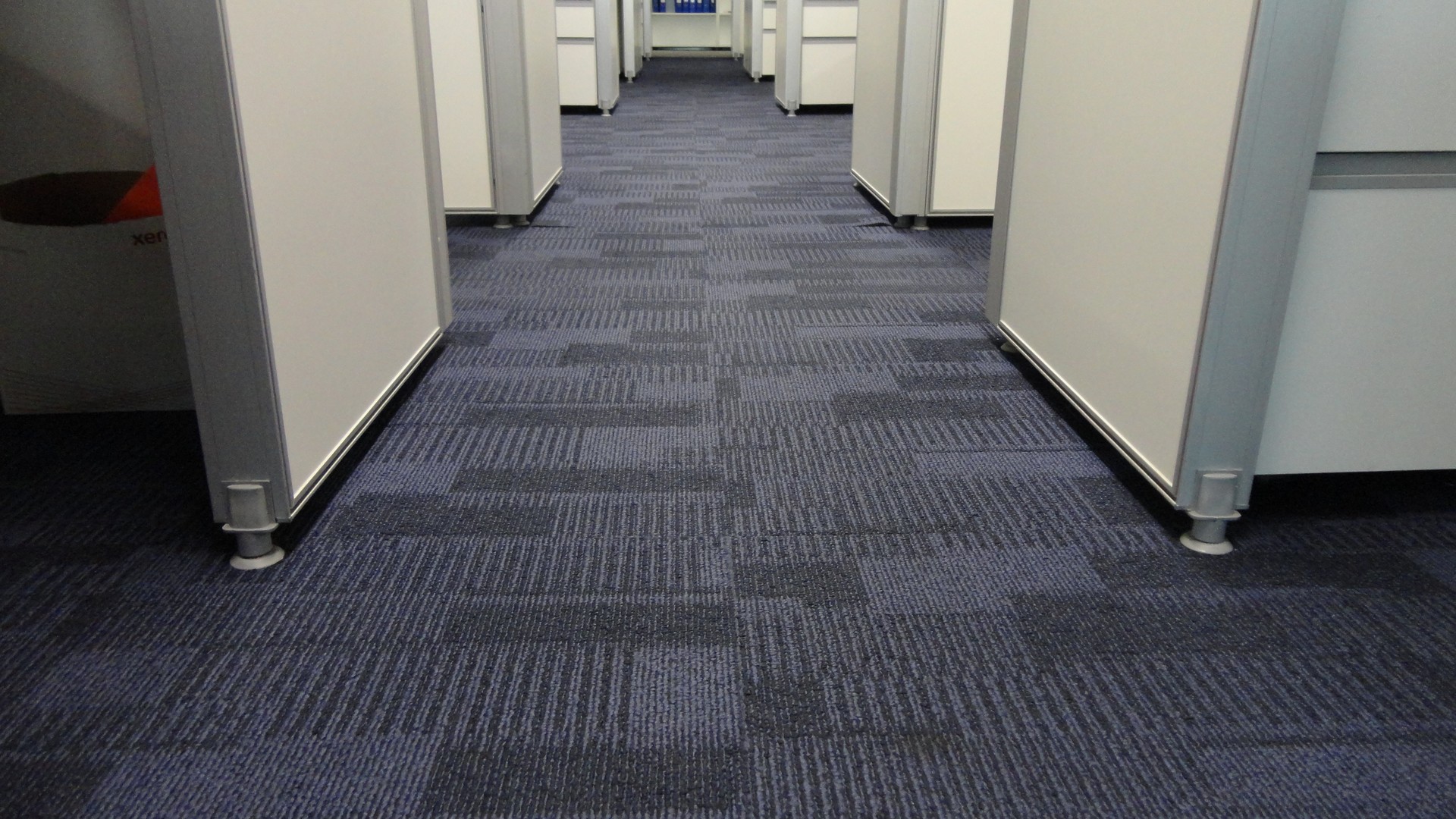 Blue color fabric background at the office floor.